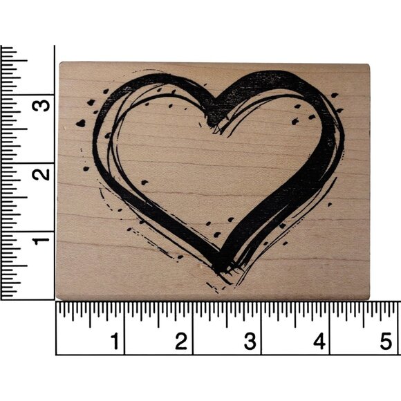 Painted Heart Rubber Stamp By DeNami Design Wood-Mounted Stamp - Picture 3 of 4
